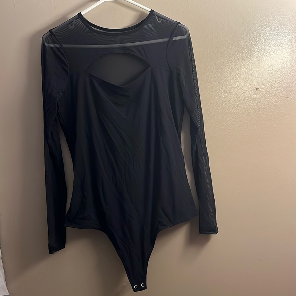 HOLLISTER CALIFORNIA XL Black Mesh Shoulders/Top of Back Bodysuit